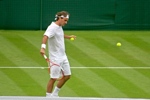 London, UK - June 26th 2006 - Rodger Federer vs. Richard Gasquet play in Wimbledon, London, England on June 26th 2006 in the 1st Round. Federer went on to win the Match and the Wimbledon Title.