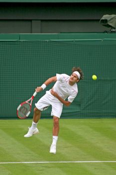 London, UK - June 26th 2006 - Rodger Federer vs. Richard Gasquet play in Wimbledon, London, England on June 26th 2006 in the 1st Round. Federer went on to win the Match and the Wimbledon Title.