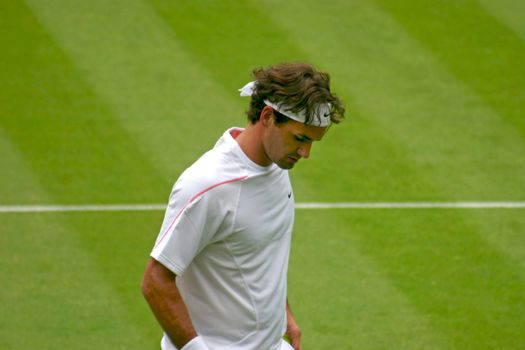 London, UK - June 26th 2006 - Rodger Federer vs. Richard Gasquet play in Wimbledon, London, England on June 26th 2006 in the 1st Round. Federer went on to win the Match and the Wimbledon Title.