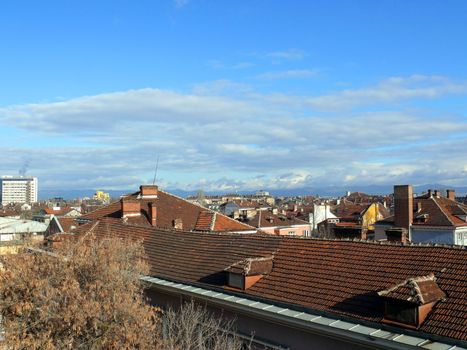 Roofs of Sofia in the spring. Bulgaria