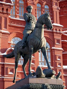 Zhukov monument near National historic musium in Moscow, Russia