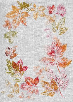 Abstract foliage color background on a linen homemade canvas