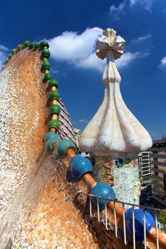 A view from the roof of the famous Gaudi apartment complex, the Casa Battlo