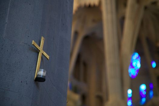 This cross is located in Sagrada Familia, but is a good illustration for any type of religious illustration.