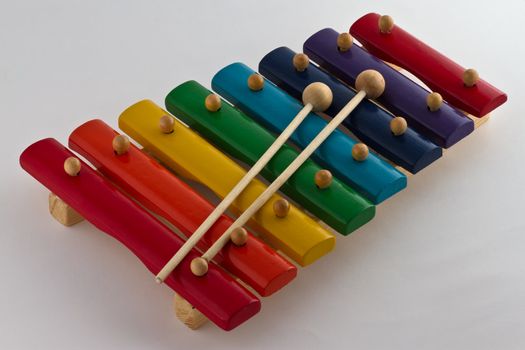 Colorful Wooden Xylophone on white background