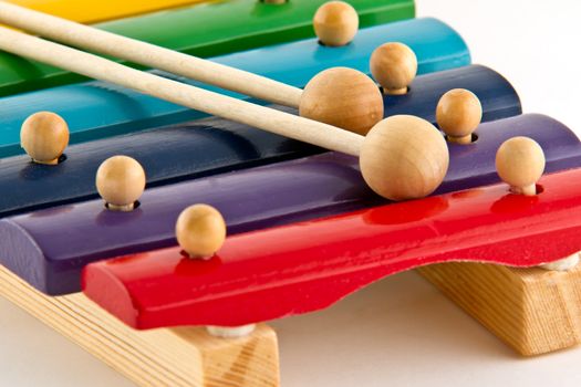 Colorful Wooden Xylophone on white background