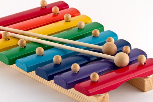 Colorful Wooden Xylophone on white background