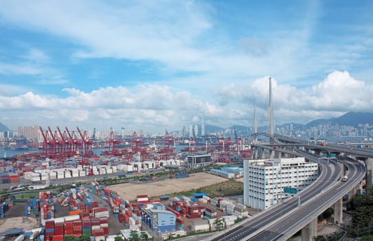 container terminal at day
