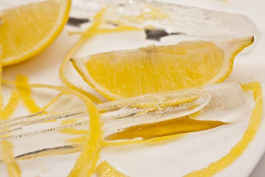 food series: sliced peel decorated lemon with ice