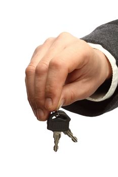 Close up of a man's hand with keys