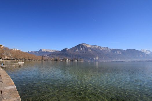 lake Annecy and mountains