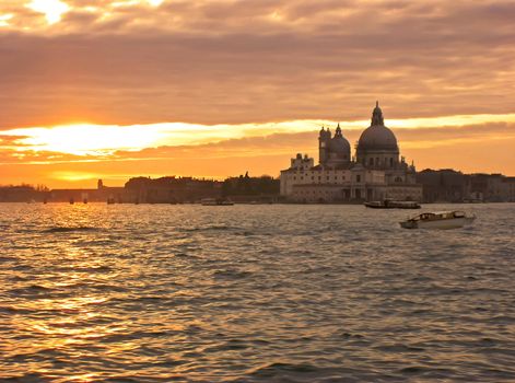 sunset in venice, shot from the sea