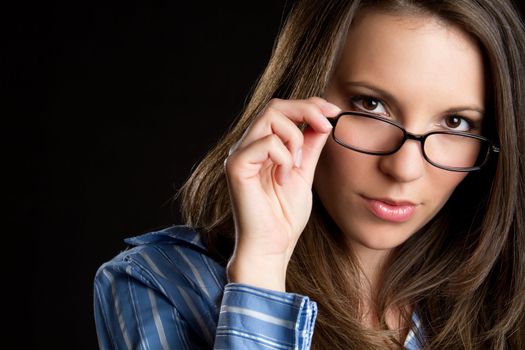 Beautiful young woman wearing glasses