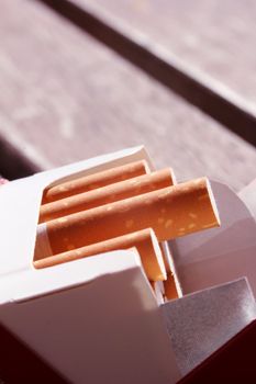 close up of an opened cigarettes box