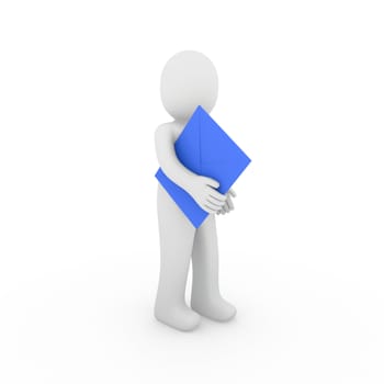 3d, human, letter, mail, blue, email, post, business