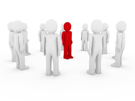 3d, human, circle, red, white, teamwork, business, group