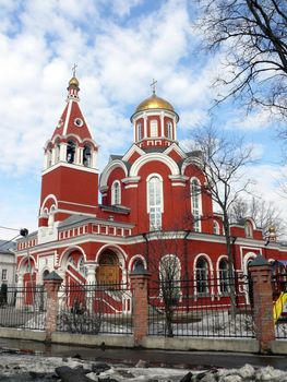 Church of annunciation of saint godmother in Petrovski park. Moscow, Russia