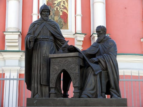 Monument of a brothers Lichud sophronius and Joanniki, Moscow. Russia