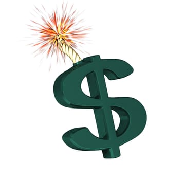 Big Dollar symbol that'll explode on a white background