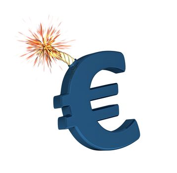 Big Euro symbol that'll explode on a white background