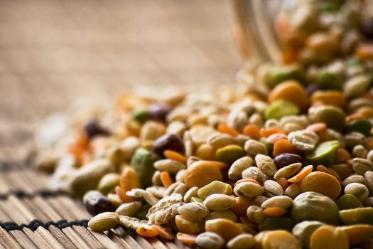 Close up of lentils and other pulses