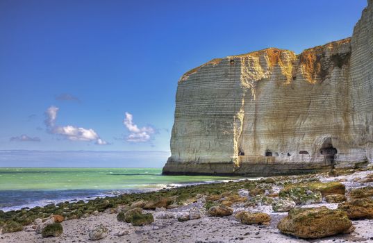 Image of the rocky beach from Le Tileul in the Upper Normandy in the North of France.