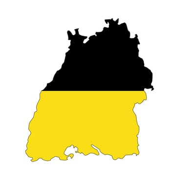 isolated map of baden region with flag
