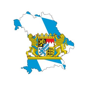 isolated map of bavaria region with flag