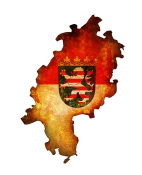 isolated map of hessen region with flag