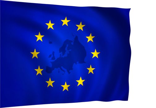 Flag of European Union waving in wind
