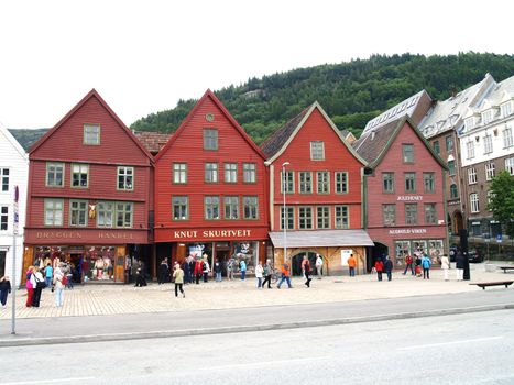 Tourists at Bryggen Bergen