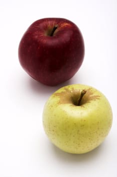 Two apples over white background