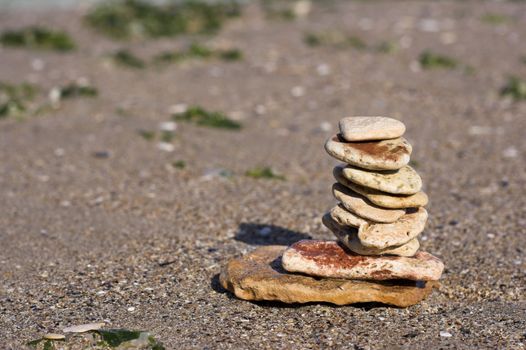 Zen type rock setting on the beach