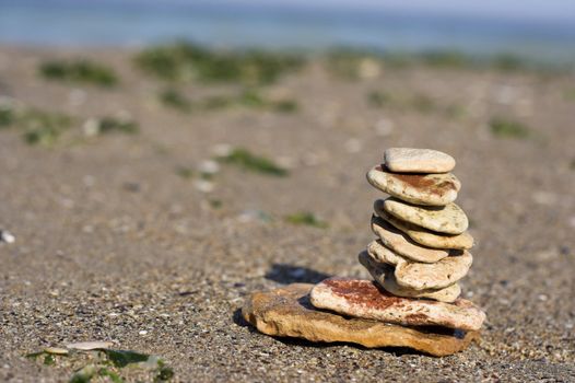 Zen type rock setting on the beach