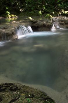 A waterfall landscape in the bulgarian creek
