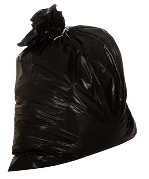 Black plastic bag, isolated on background