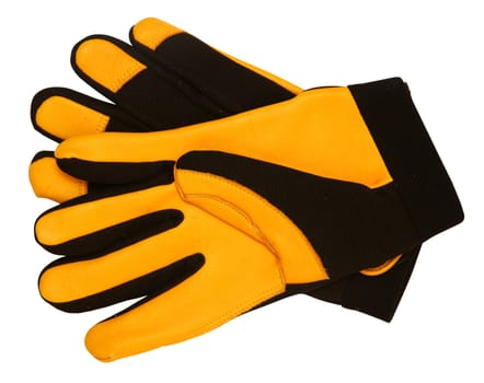 Yellow gloves, isolated on background