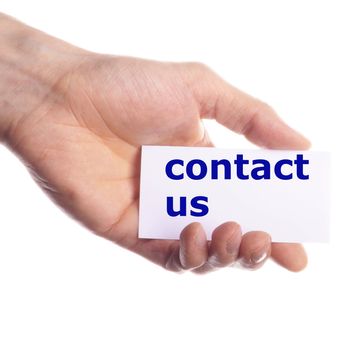 contact us or service concept with hand holding paper