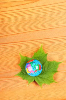 globe and leaf showing nature concept with copyspae
