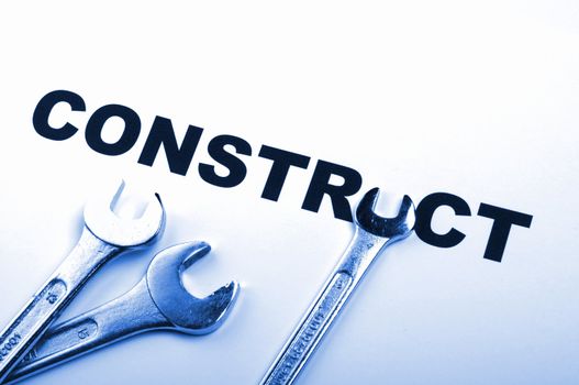 construct or construction concept with tool and word