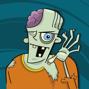 cartoon illustration of funny zombie