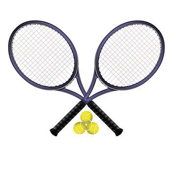 Illustration depicting two tennis rackets with their balls