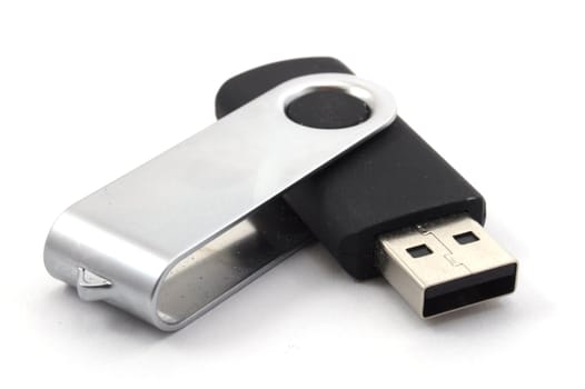 usb stick or flash drive showing data concept on white background