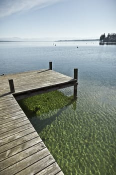 An old jetty at Starnberg Lake in Germany