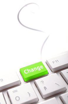 change concept with key on keyboard showing business success