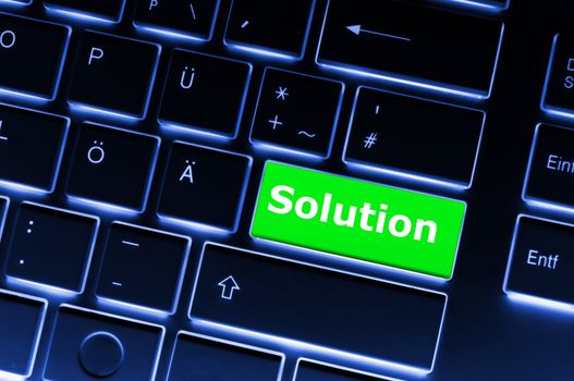 business solutions or problem concept with word on computer keyboard