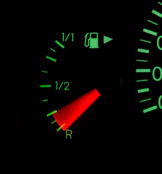 Fuel indicator of a car with motion blur