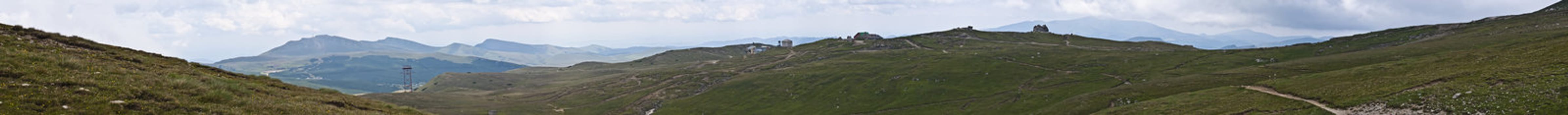 Panorama background in Carpathians. Beautiful mountains and landscape in Romania.