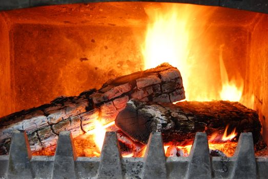 close up of a home fireplace for cold days