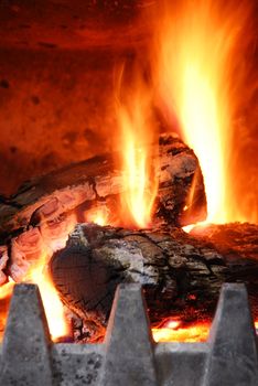 close up of a home fireplace for cold days